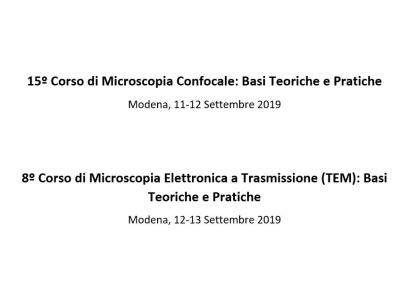 15º Corso di Microscopia Confocale: Basi Teoriche e Pratiche &  8º Corso di Microscopia Elettronica a Trasmissione (TEM): Basi Teoriche e Pratiche