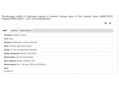 Monitoraggio eDNA di Callinectes sapidus in ambienti d’acqua dolce in Friuli Venezia Giulia (ANNOTATE)