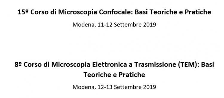 15º Corso di Microscopia Confocale: Basi Teoriche e Pratiche &  8º Corso di Microscopia Elettronica a Trasmissione (TEM): Basi Teoriche e Pratiche