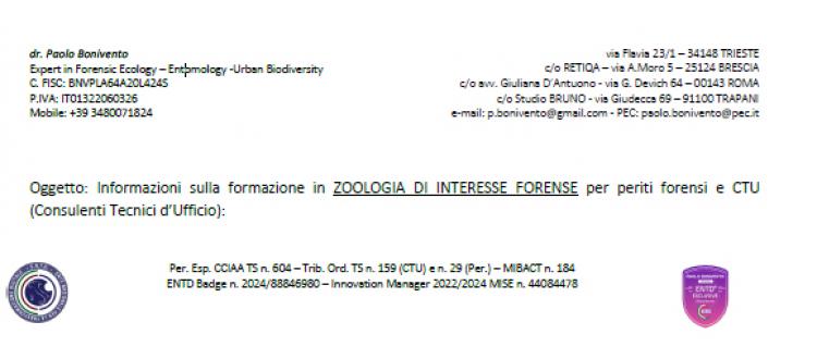 Informazioni sulla formazione in zoologia di interesse forense