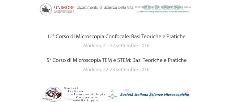 Modena, a settembre 12° Corso di Microscopia Confocale e il 5° Corso di Microscopia TEM e STEM